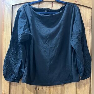 Banana Republic Black Blouse with Detailed Sleeves